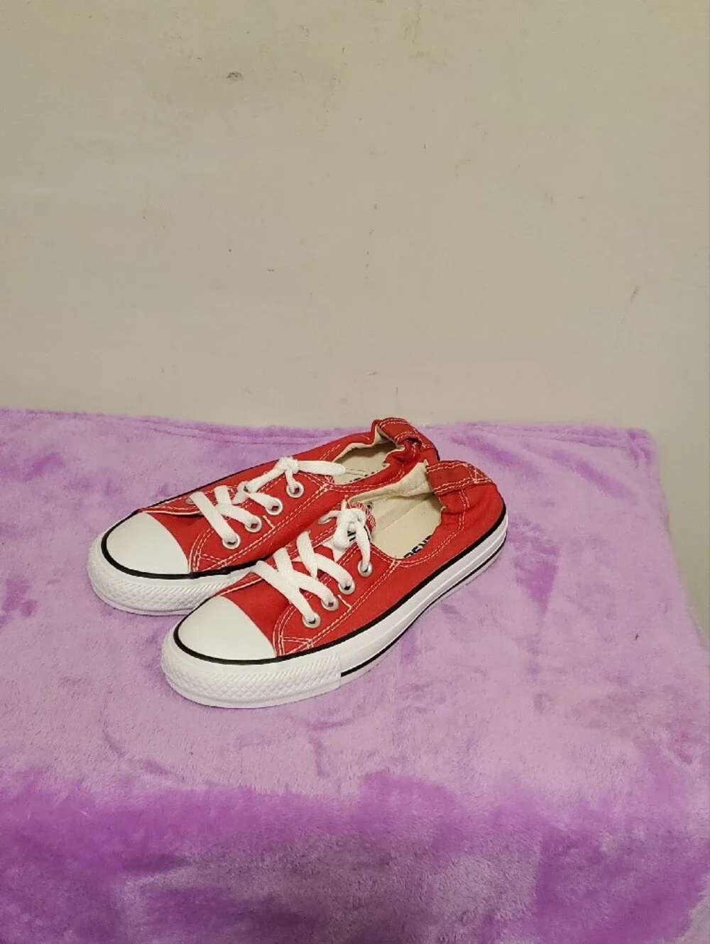 Women’s Red Canvas Athletic Sneakers - Low Top Lace-Up